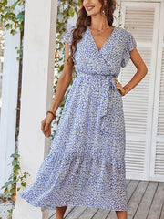Women's Dresses Sexy Floral Tie Waist Casual Midi Dress