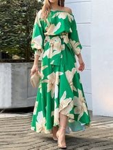 Women's Dresses Sloping Shoulder Print Balloon Sleeve Dress