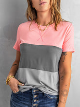 Women's T-Shirts Color Matching Loose Versatile Round Neck T-Shirt