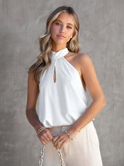 Women's T-Shirts Halter Neck Strap Lace Up Sexy T-Shirt