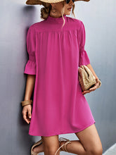 Loose Casual Solid Color With Stand Collar Stylish Mini Dress