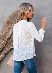 Casual Solid Color V Neck Blouse