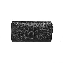 Pattern Cowhide Men's Long Leather Zipper Green High-end Business Fashion Purse