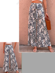 Women's Pants Lace Up Printed High Waist Loose Pants