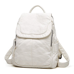 Women's Soft Leather Casual Travel Large Backpacks