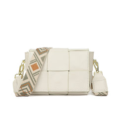 Woven Leather Mini Square Trendy Layer Cowhide Fashion Shoulder Women Crossbody Bags