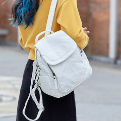 Women's Soft Leather Casual Travel Large Backpacks