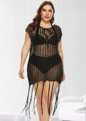 Cut Out Tassels Plus Size Cover Up