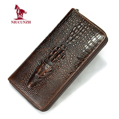 Pattern Men's Leather Long Layer Cowhide Holder Retro Purse