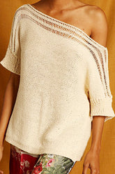 Dew Shoulder Short Sleeve Sweater