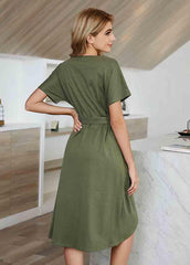 Irregular Round Neck Short Sleeve Dress