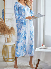 Printed Comfortable Loose Pullover V Neck Pajama