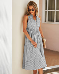 Elegant Striped Patchwork Square Collar Sleeveless Dress Dresses(3 Colors)