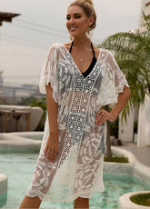 Hollow Out V Neck Cover Up