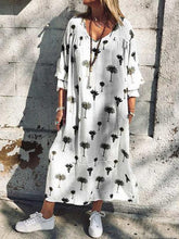 Plant Print Mid Sleeved Maxi Dress