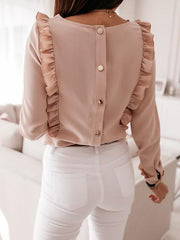 Pleated Trim Long Sleeve Shirt