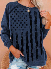 Print Round Neck Cotton Blend Sweatshirt