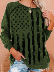 Print Round Neck Cotton Blend Sweatshirt