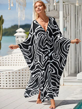 Boho Maxi Dress - Beach Dress, Kaftan Dress in Zebra Black and White
