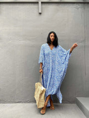Boho Dress, Beach Dress, Blue Fern