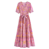 Maxi Dress - Boho Dress - Sundress - Scilla Pivoine in Pink and Blue