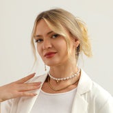 Boho Necklace, Peal Choker, White Sea Shell with Heart