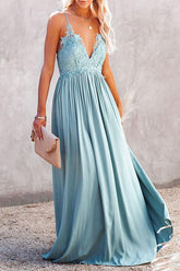 V-Neck Lace Suspender Holiday Dress