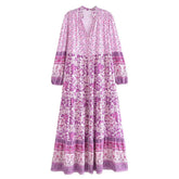 Maxi Dress, Boho Gown Dress, Scilla Elise in Pink and Blue