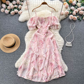 Maxi Dress - Boho Vintage Pleated Dress - Summer French Style Retro Floral Dress Clementine