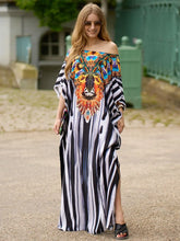 Boho Maxi Dress - Beach Dress, Kaftan Dress Allegra Brown Zebra