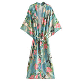 Boho Robe, Kimono Robe, Beach Cover up, Lily-Lotus in Green