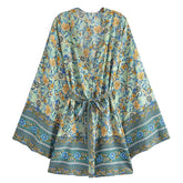 Boho Robe, Kimono Robe, Beach Cover up, Short Robe, Claire in White, Green, Blue