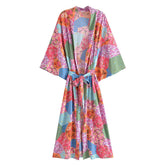 Boho Robe, Kimono Robe, Beach Cover up, Maryam in Orange, Green and Pink