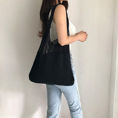 Boho Bag, Tote Bags, Crochet Tote, Knitted Shopper Handbags in Black, Beige, Brown and 10 colors