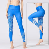Yoga Legging, Yoga Pants, Boho Legging, Printed Tight, Blue Lotus Mandala