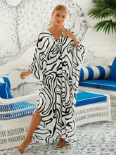Boho Maxi Dress - Beach Dress, Kaftan Dress Akari Black Coconut Leaf