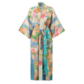 Boho Robe, Kimono Robe, Beach Cover up, Capucine Peony in Blue and Pink