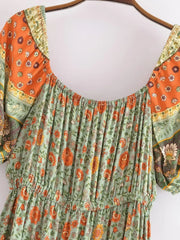 Boho Dress - Sundress - Smocked Dress Nova in Pink and Green