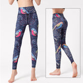 Yoga Legging, Yoga Pants, Boho Legging, Tight with Pocket Forrest in Deep Blue Bird