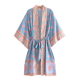 Boho Robe, Kimono Robe, Beach Cover up, Blue Secret Heart