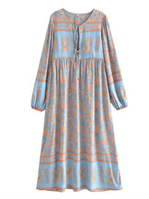 Gown Dress, Boho Maxi Dress, Loose Dress, Blue Maribel Datura