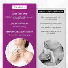 Skin Rejuvenation Device, Face Scraping Tool, Face Lift Device - Heated & Vibration & Red Light Face Massager, Anti-Aging & Wrinkles, Puffiness, Face Tightening, Boho Beauty Gadgets