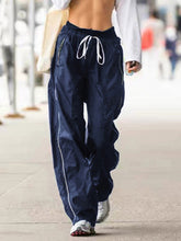 Women's Pants Lace-Up Elastic Waist Zip Pocket Casual Pants