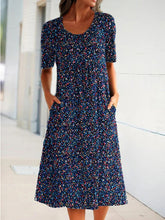 Women's Dresses Printed Crew Neck Short Sleeve Pocket Dress