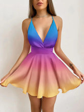 Women's Dresses Sling V-Neck Print Sleeveless Mini Dress