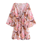 Boho Robe, Beach Cover up, Beach Robe, Beach Cover Up, Pink Wave