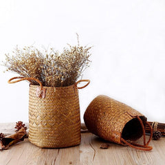 Seaweed Basket - Hand Woven Flower Basket - Indoor Decoration and Storage