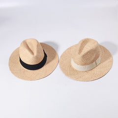 Raffia Panama Hats For Women Summer Sun Hat French Top Beach Hats Sunshade Ladies Vacation Straw Hats