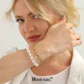 Boho Bracelet, White Puka Shell Bracelet, Gold Chain