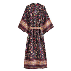 Boho Robe, Kimono Robe, Beach Cover up, Midnight Garden